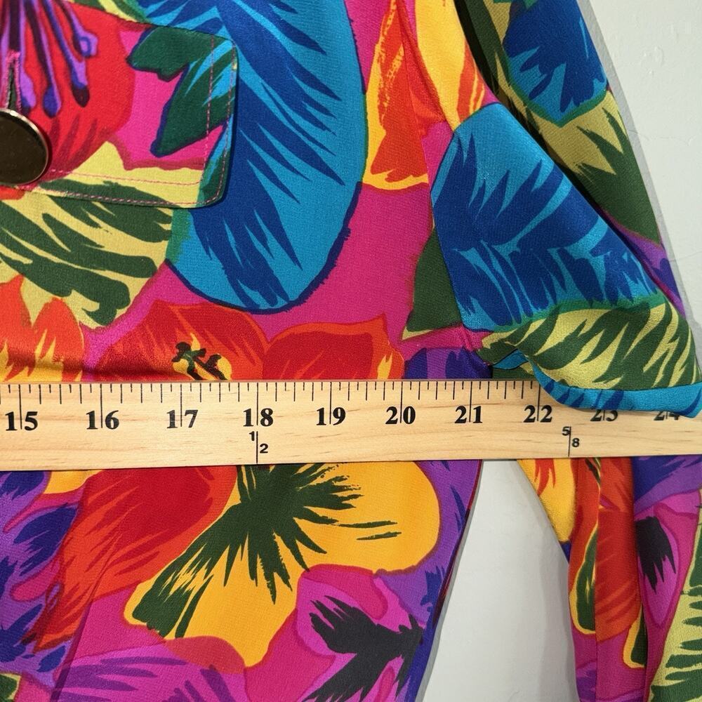 Vintage Adam Douglas 100% Silk Women’s Jacket Blazer Retro Tropical Size S - Picture 8 of 9